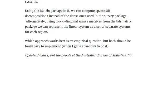 Sparse linear systems and calibration of weights