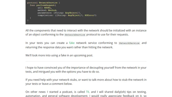 Why hitting the network is bad for your test, and what to do about it