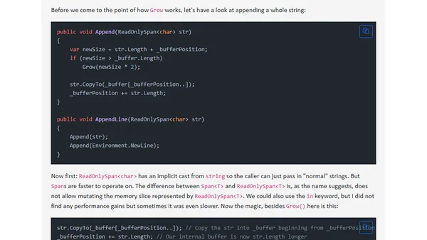 Create a low allocation and faster StringBuilder - Span in Action