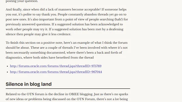 The state of OBIEE on the web