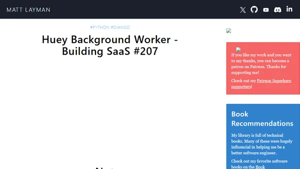 Huey Background Worker - Building SaaS #207