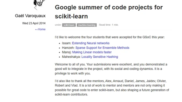 Google summer of code projects for scikit-learn
