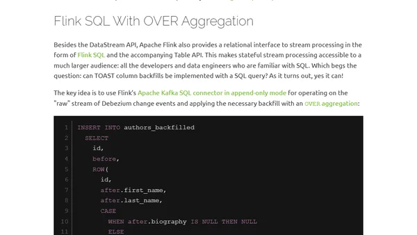Backfilling Postgres TOAST Columns in Debezium Data Change Events