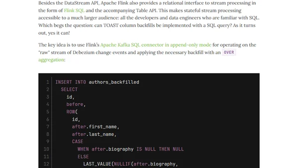 Backfilling Postgres TOAST Columns in Debezium Data Change Events