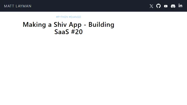 Making a Shiv App - Building SaaS #20