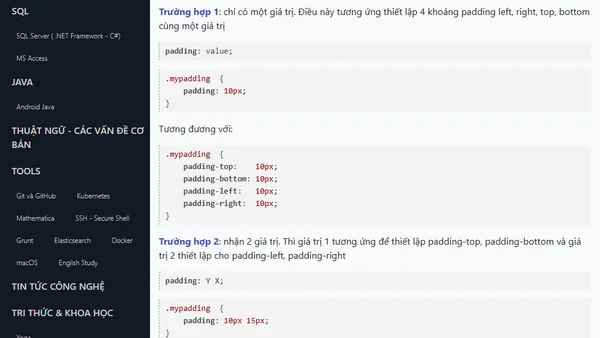 Thuộc tính padding trong CSS