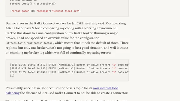 Kafka Connect - Request timed out