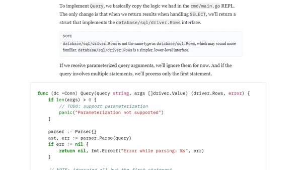 Writing a SQL database from scratch in Go: 4. a database/sql driver