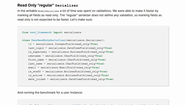 Improve Serialization Performance in Django Rest Framework