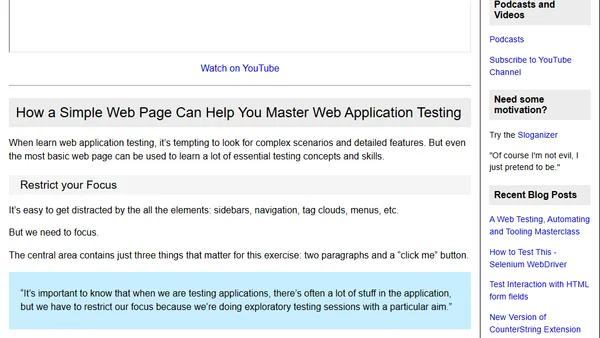 An overview of the dummy practice web page Basic Web Page