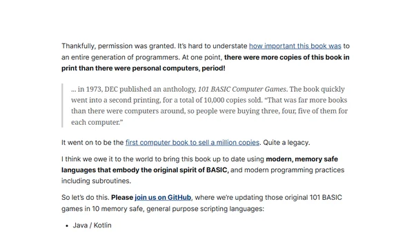 Updating The Single Most Influential Book of the BASIC Era