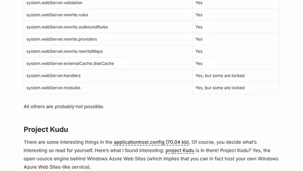 Tweaking Windows Azure Web Sites