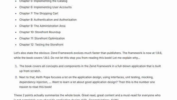 Book review: Zend Framework 1.8 Web Application Development