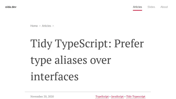 Tidy TypeScript: Prefer type aliases over interfaces