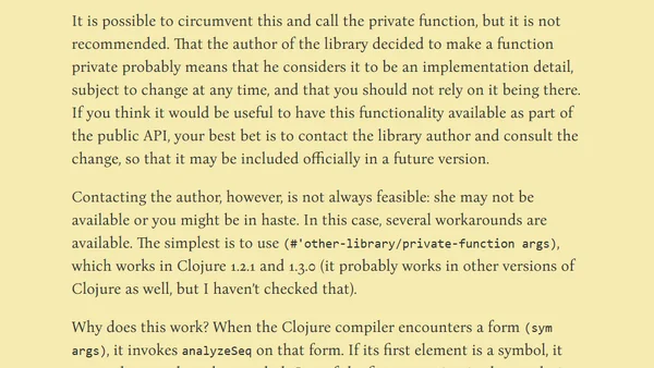 How to call a private function in Clojure