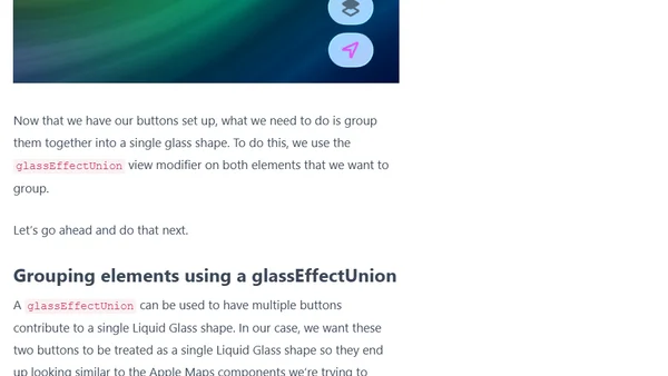 Grouping Liquid Glass components using glassEffectUnion on iOS 26