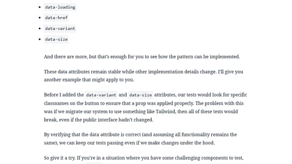 <code>data</code> Attributes for Testing