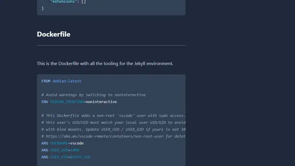 Visual Studio Code Remote Containers: Jekyll