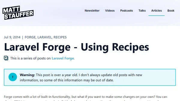 Laravel Forge - Using Recipes