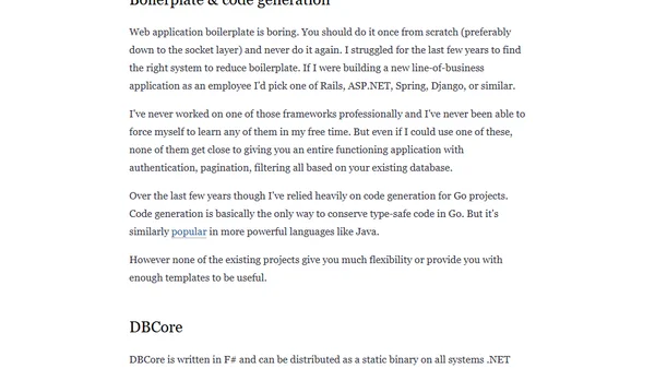 Generating a REST API from a database