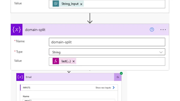 How to split an email address string in Azure Logic Apps