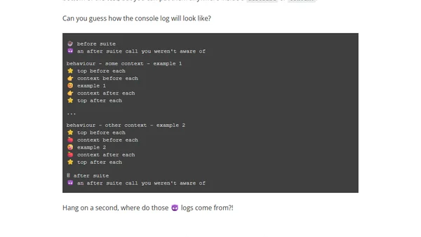 Quick beforeSuite and afterSuite behaviour