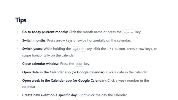 New App: Menu Bar Calendar