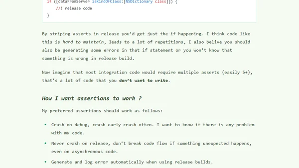 Expanded use of asserts