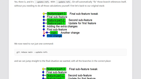 Working with stacked branches in git (Part 2)
