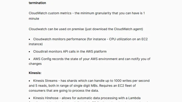 Random notes taken while preparing for AWS Certified Developer Associate exam