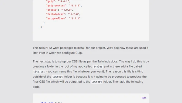 Integrating Tailwind CSS with Blazor using Gulp - Part 1
