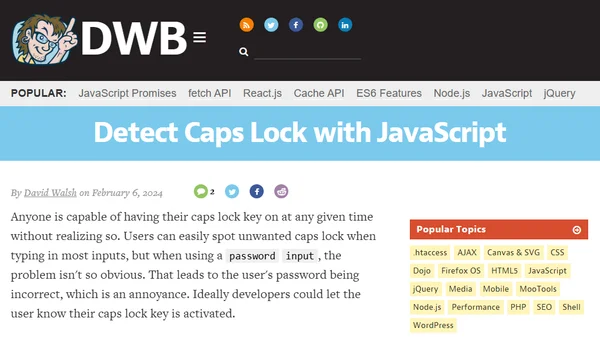 Detect Caps Lock with JavaScript