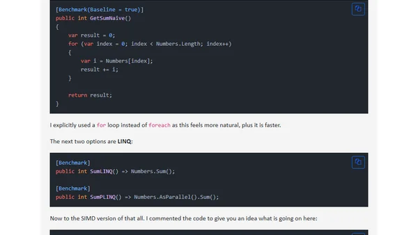 Using SSE in C# on the example of the sum of a list