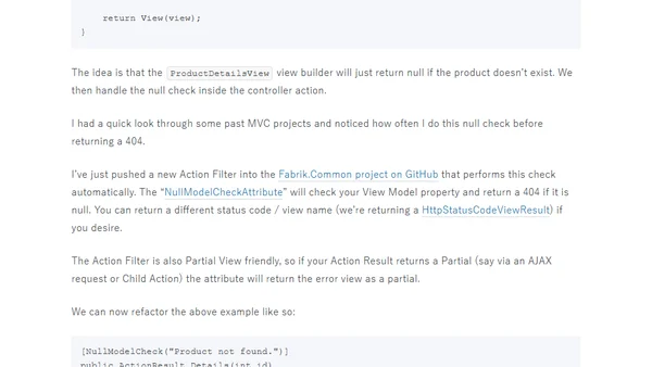 Automatic null model checks in ASP.NET MVC