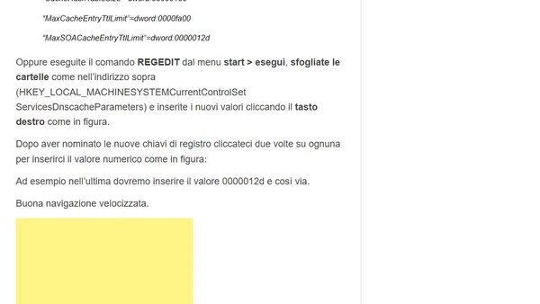 Navigare più veloci con la cache dei DNS