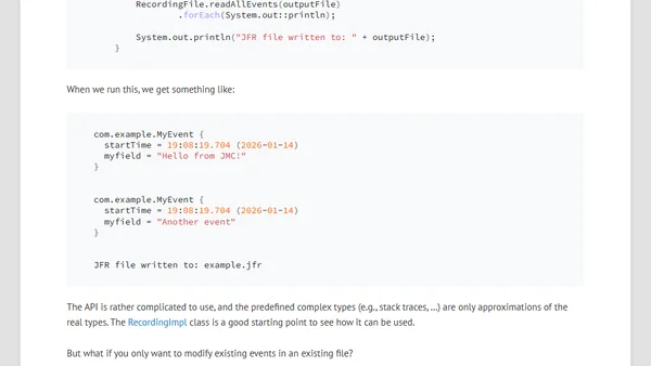 Reading and Writing JFR Files Programmatically