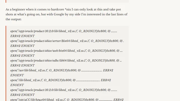 Troubleshooting an HPUX program