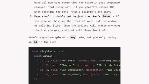 How and when to use keys in React
