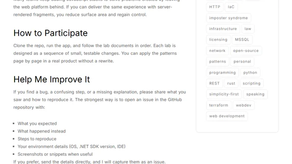 Stop Building SPAs for Every Screen: htmx + ASP.NET Core Razor Pages Workshop (Open)