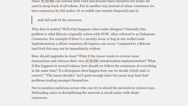 OP_RETURN based tokens are fundamentally flawed