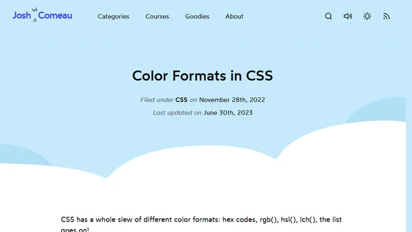 Color Formats in CSS
