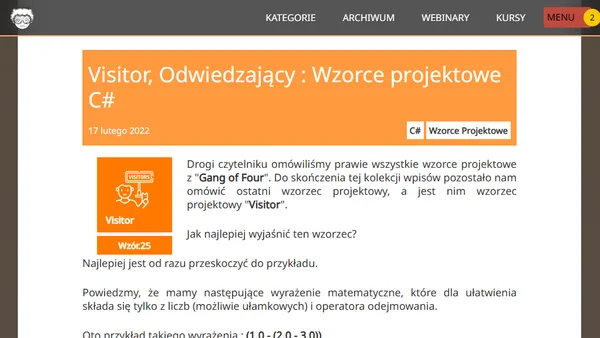 Visitor, Odwiedzający : Wzorce projektowe C#