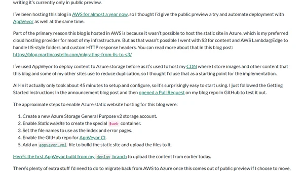 Deploying a static website to Azure Storage from AppVeyor