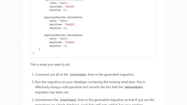 Migrating to Entity Framework Core Seed Data