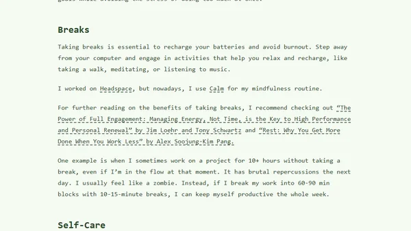 How to avoid burnout as a software engineer?