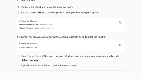 Block unwanted external links using Google Search Console's Disavow