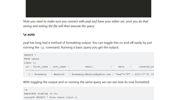 How I work with Postgres – psql, My PostgreSQL Admin