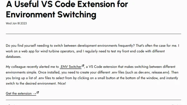 A Useful VS Code Extension for Environment Switching