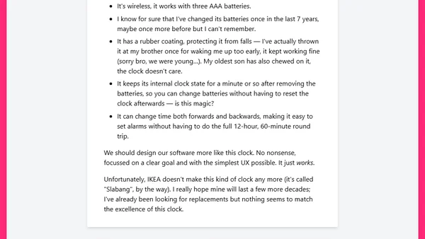 My IKEA clock, and software design