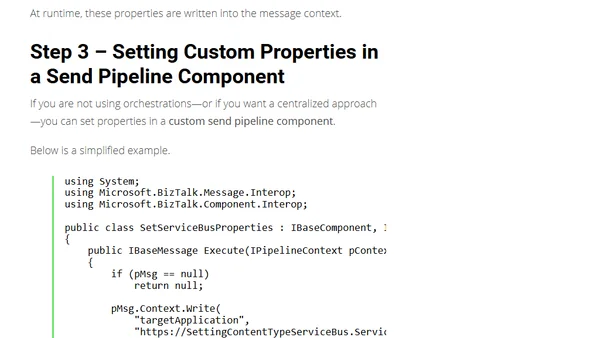 How to set custom context properties when sending messages to Azure Service Bus from BizTalk Server